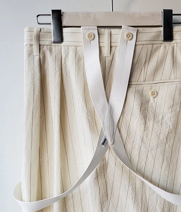 FUMIKA_UCHIDA/STRIPES SUSPENDER SIDE FRONT OVER SLACKS(IVORY)