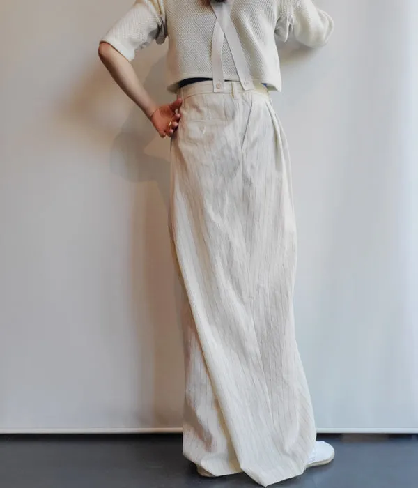 FUMIKA_UCHIDA/STRIPES SUSPENDER SIDE FRONT OVER SLACKS(IVORY)