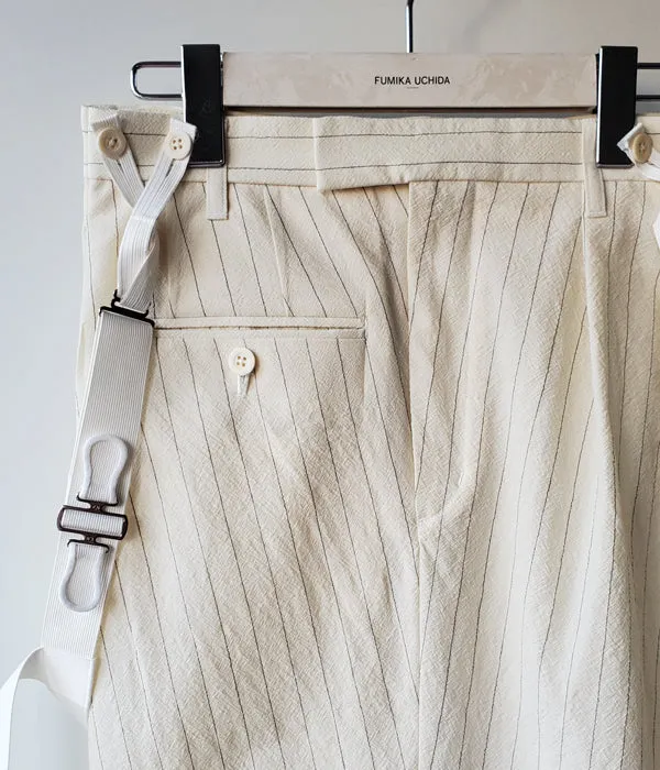 FUMIKA_UCHIDA/STRIPES SUSPENDER SIDE FRONT OVER SLACKS(IVORY)