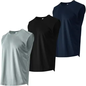 Gary Com Men's Pack Quick Dry Workout Tank Top Gym Stretch Muscle Tee Fitness Bodybuilding Sleeveless Crewneck T Shirt