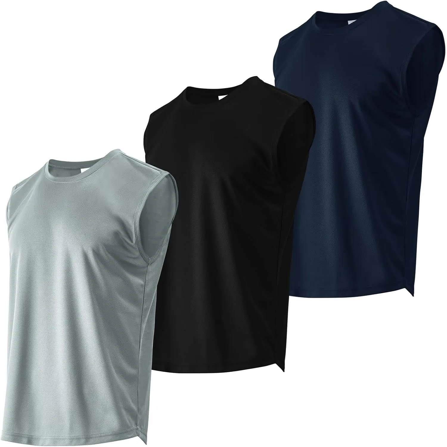 Gary Com Men's Pack Quick Dry Workout Tank Top Gym Stretch Muscle Tee Fitness Bodybuilding Sleeveless Crewneck T Shirt