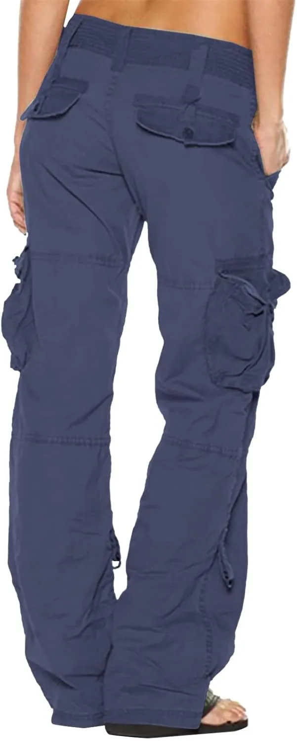 Gcvizuso Womens Cargo Joggers Pants Quick Dry Workout Pants Casual Hiking Trousers Elastic Waist Zipper Pocket Leggings