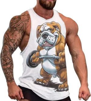 Gym Shirts Men Graphic Tank Top Summer Sleeveless Shirt Quick Dry Cool Crew Neck 3D Design Bodybuilding Fit Tee