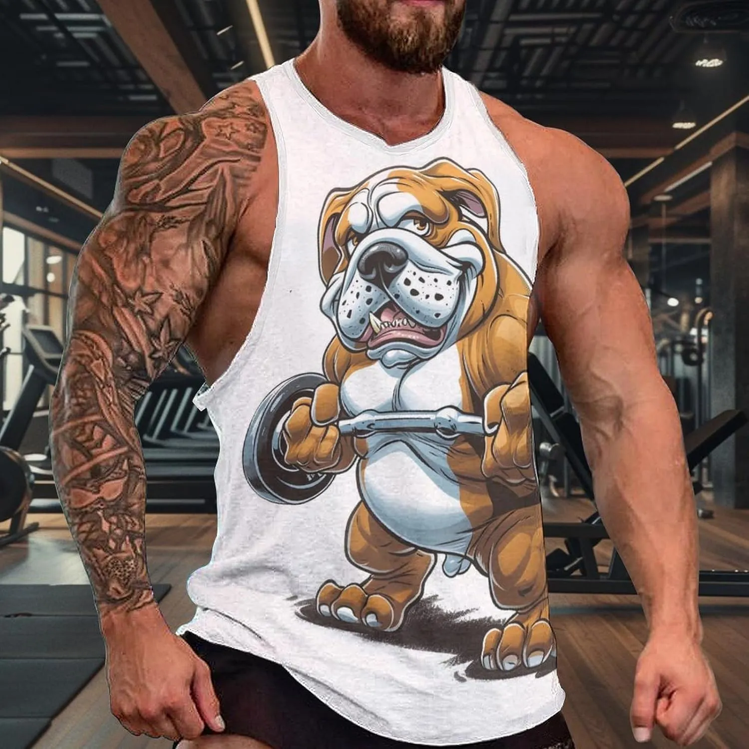 Gym Shirts Men Graphic Tank Top Summer Sleeveless Shirt Quick Dry Cool Crew Neck 3D Design Bodybuilding Fit Tee