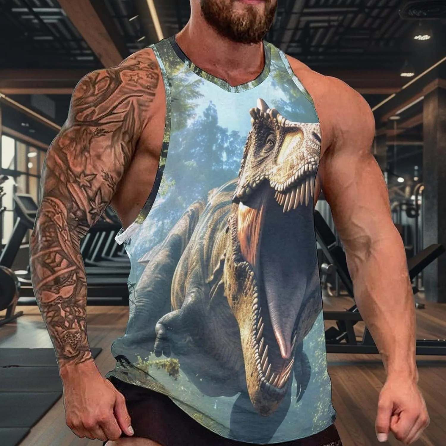 Gym Shirts Men Graphic Tank Top Summer Sleeveless Shirt Quick Dry Cool Crew Neck 3D Design Bodybuilding Fit Tee