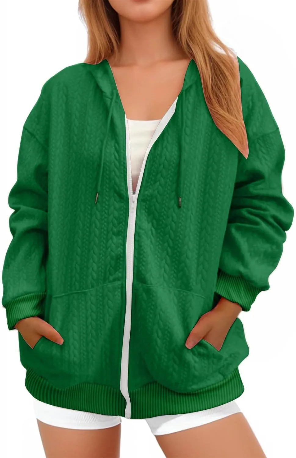 hlysgo Zip Up Hoodie Women Oversized Fall Fashion Sweatshirt Jackets Casual Hoodies Comfy Hooded Outwear with Pockets