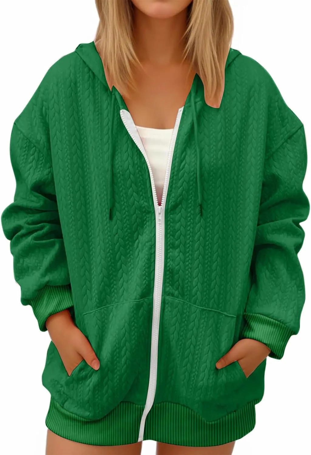 hlysgo Zip Up Hoodie Women Oversized Fall Fashion Sweatshirt Jackets Casual Hoodies Comfy Hooded Outwear with Pockets