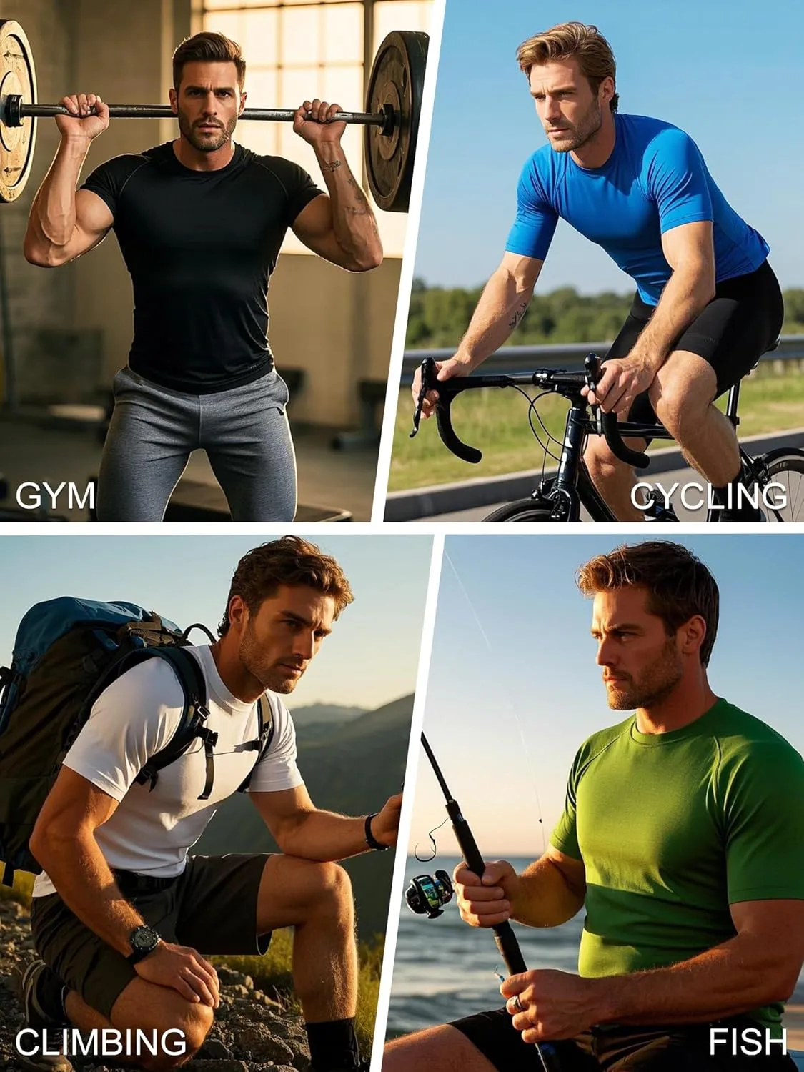 Holure Men's Compression/Loose Fit Tee Short Sleeve Sports Baselayer T-Shirts Cool Dry Tops (Pack of 1 or 3)