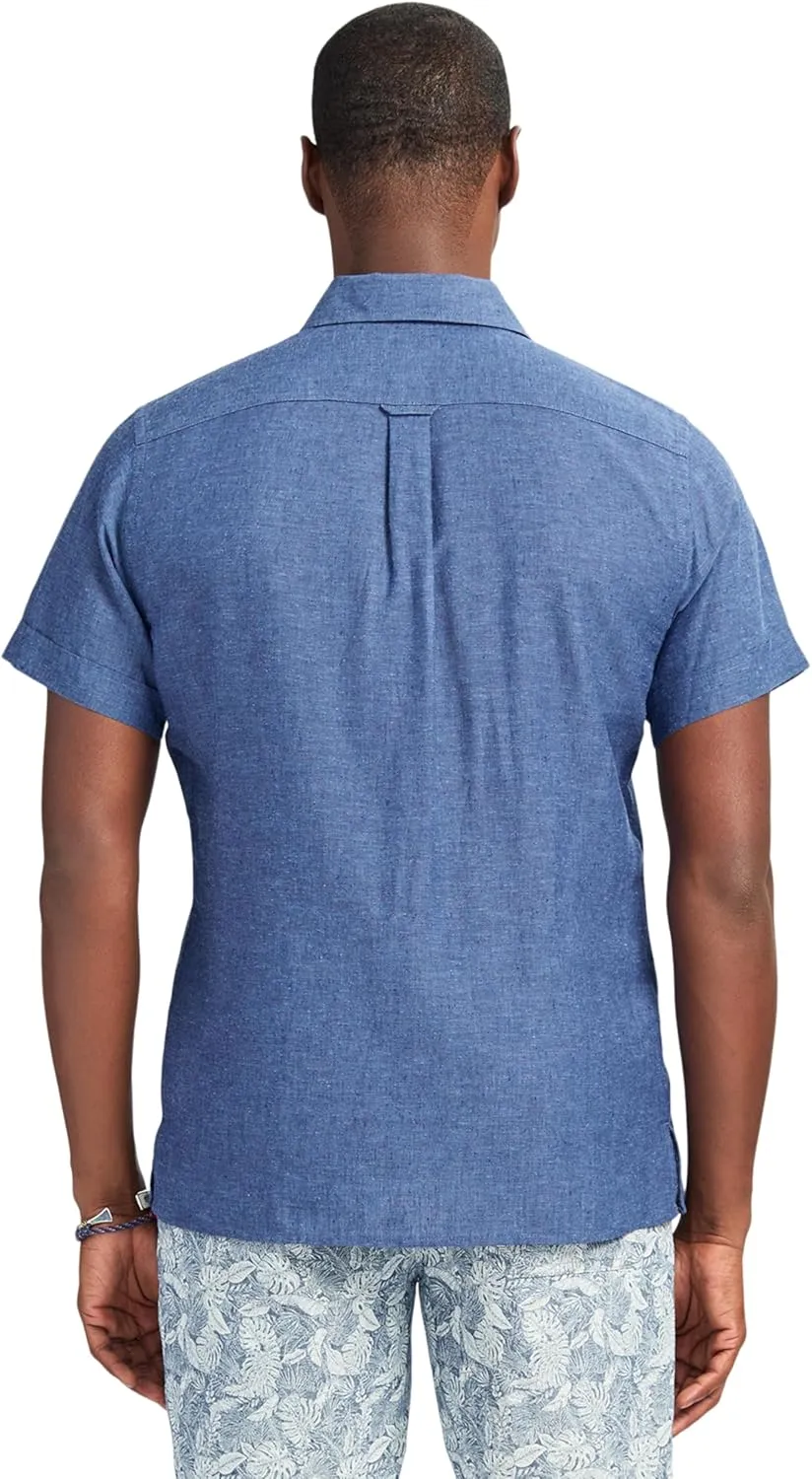 IZOD Men's Linen Button Down Short Sleeve Shirt
