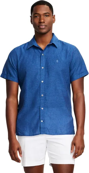 IZOD Men's Linen Button Down Short Sleeve Shirt