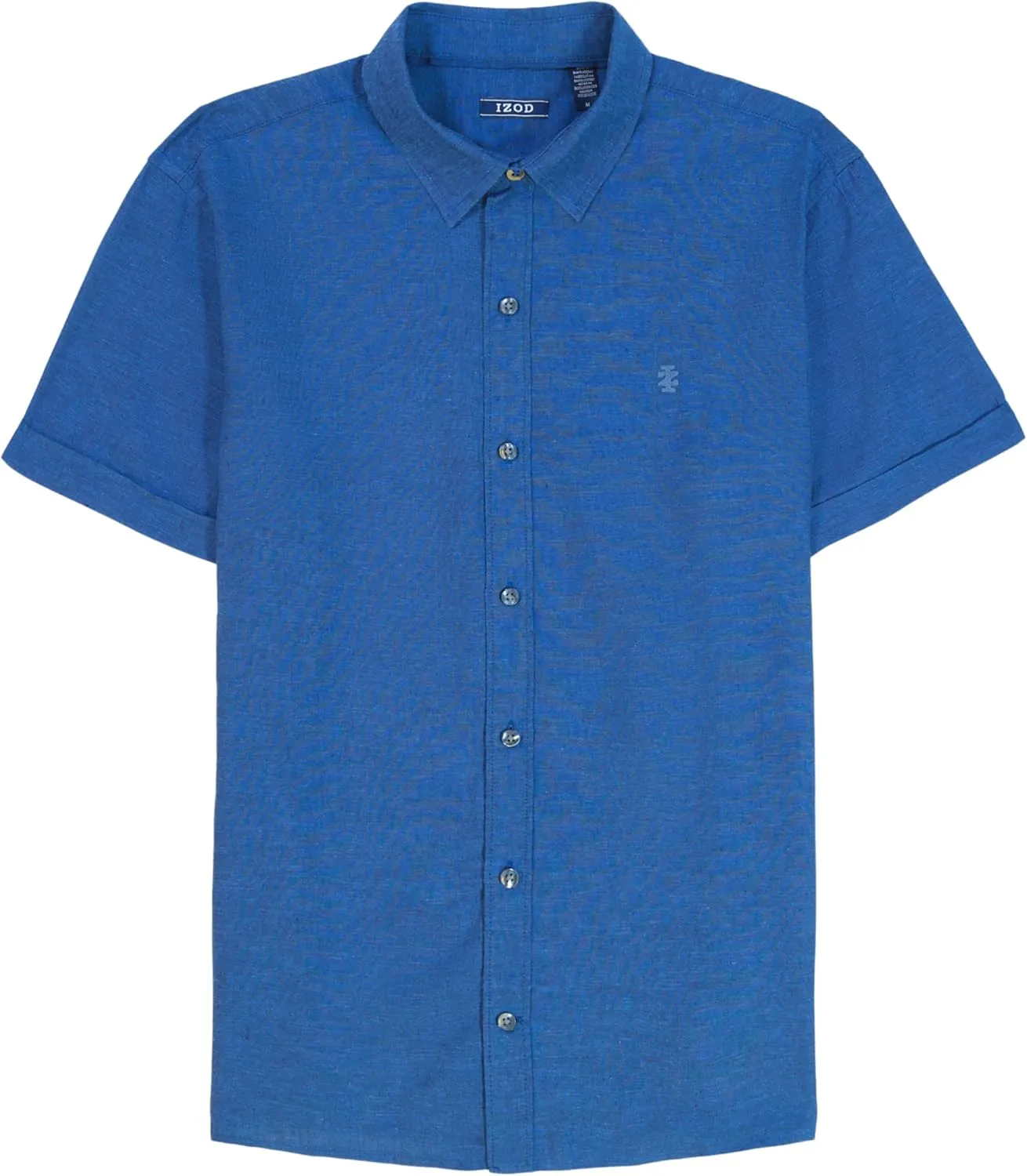 IZOD Men's Linen Button Down Short Sleeve Shirt