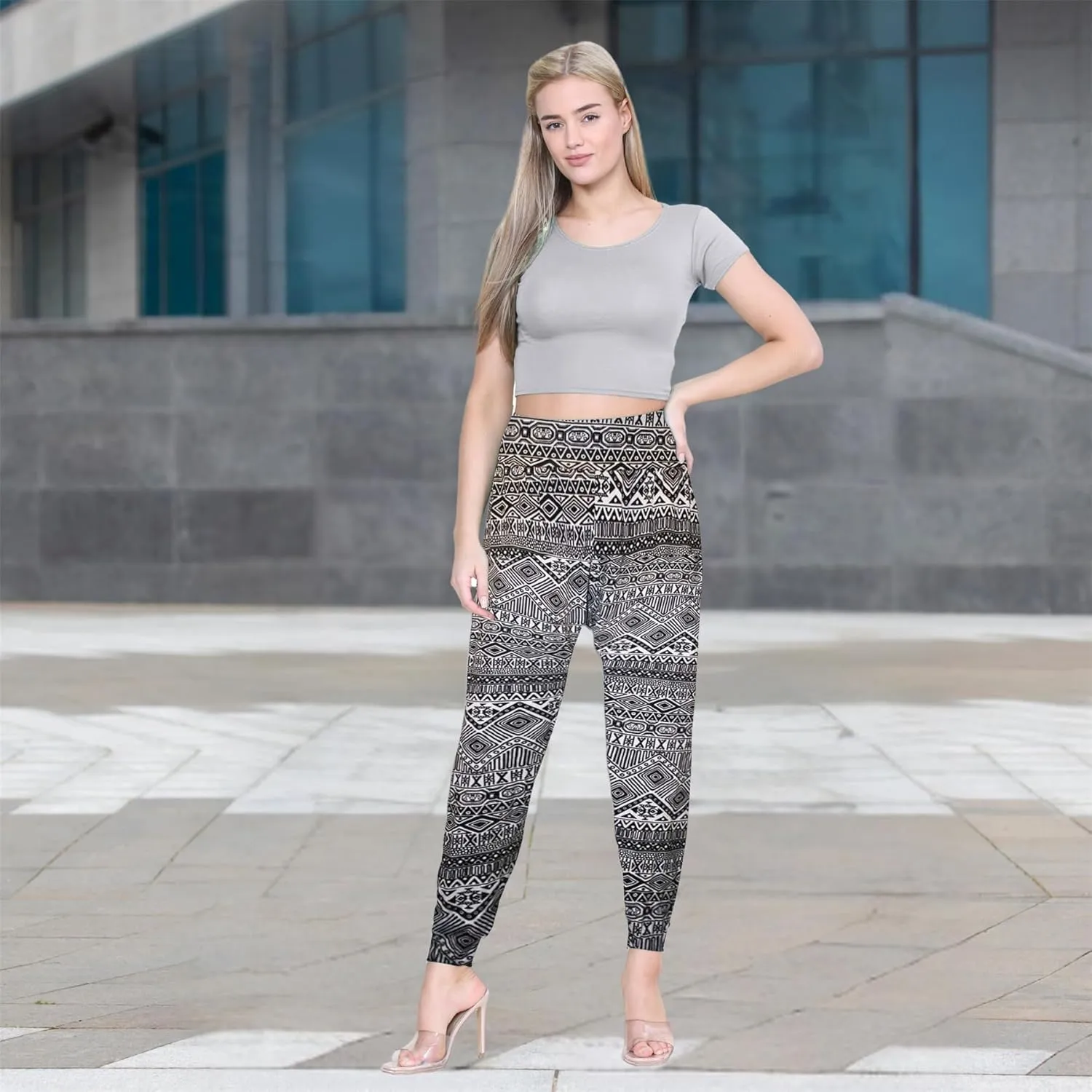 Janisramone Women Printed Alibaba Hareem Trouser | Trendy Harem Pants for Women - Causal & Lightweight Boho Pants for Women
