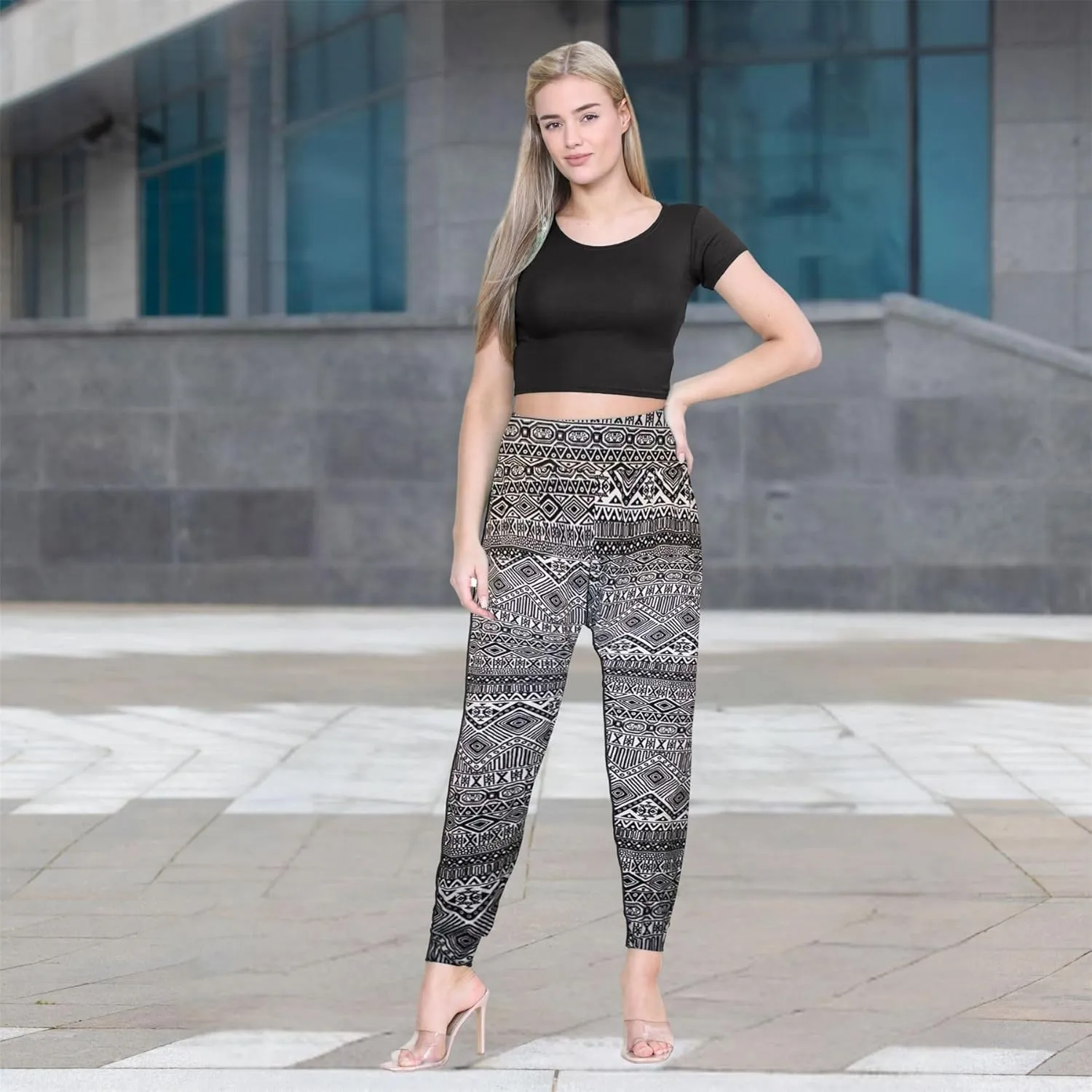 Janisramone Women Printed Alibaba Hareem Trouser | Trendy Harem Pants for Women - Causal & Lightweight Boho Pants for Women
