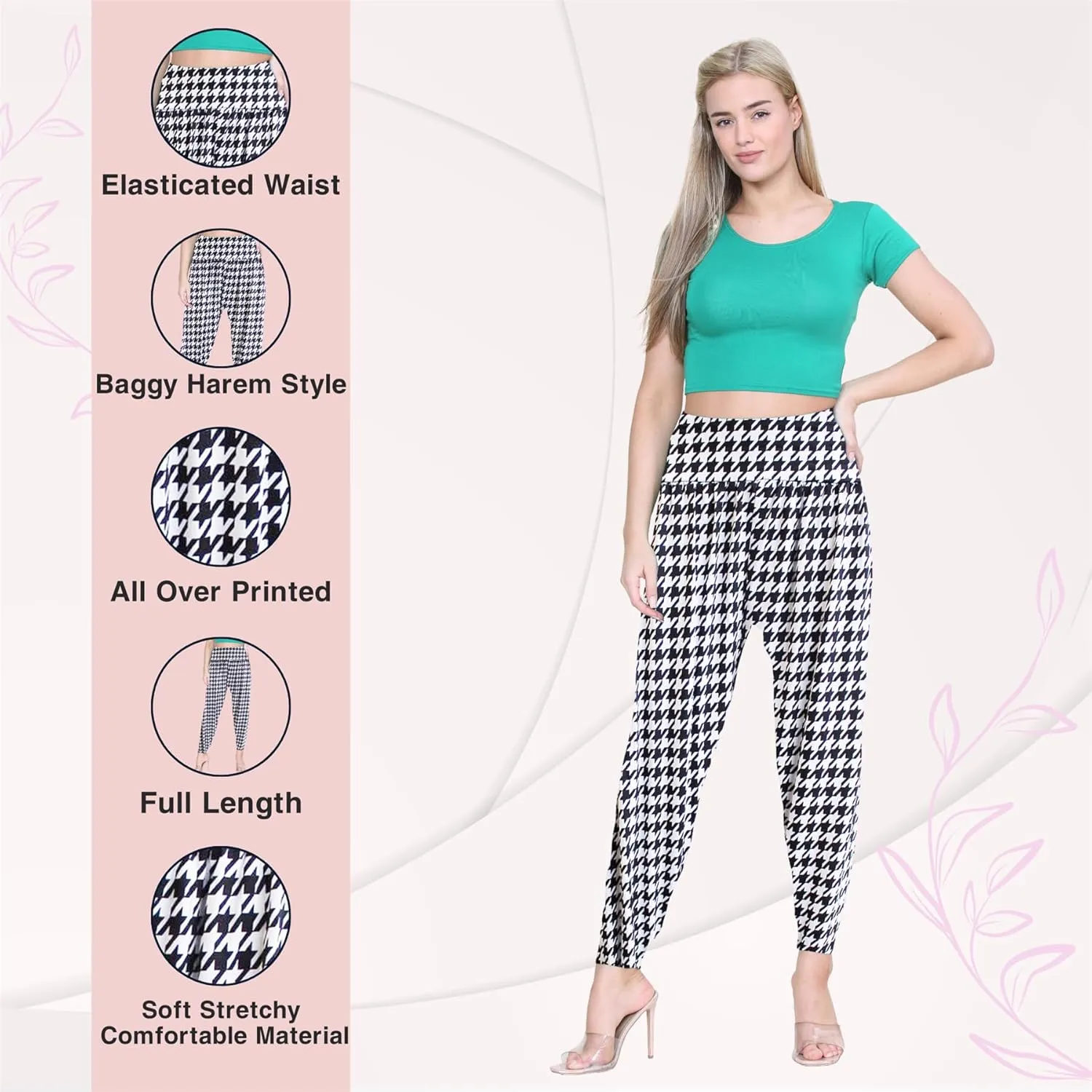 Janisramone Women Printed Alibaba Hareem Trouser | Trendy Harem Pants for Women - Causal & Lightweight Boho Pants for Women