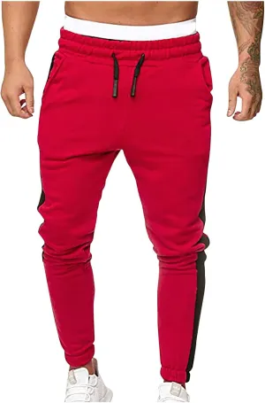 Jogger Pants for Men 2023 Stylish Drawstring Slim Fit Skinny Stretch Athletic Sweatpants Casual Patchwork Trouser