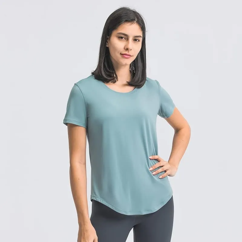 Looleafy Women's Running Shirts Quick Dry Short Sleeve Athletic Workout Tops V Neck Moisture Wicking Tops Women
