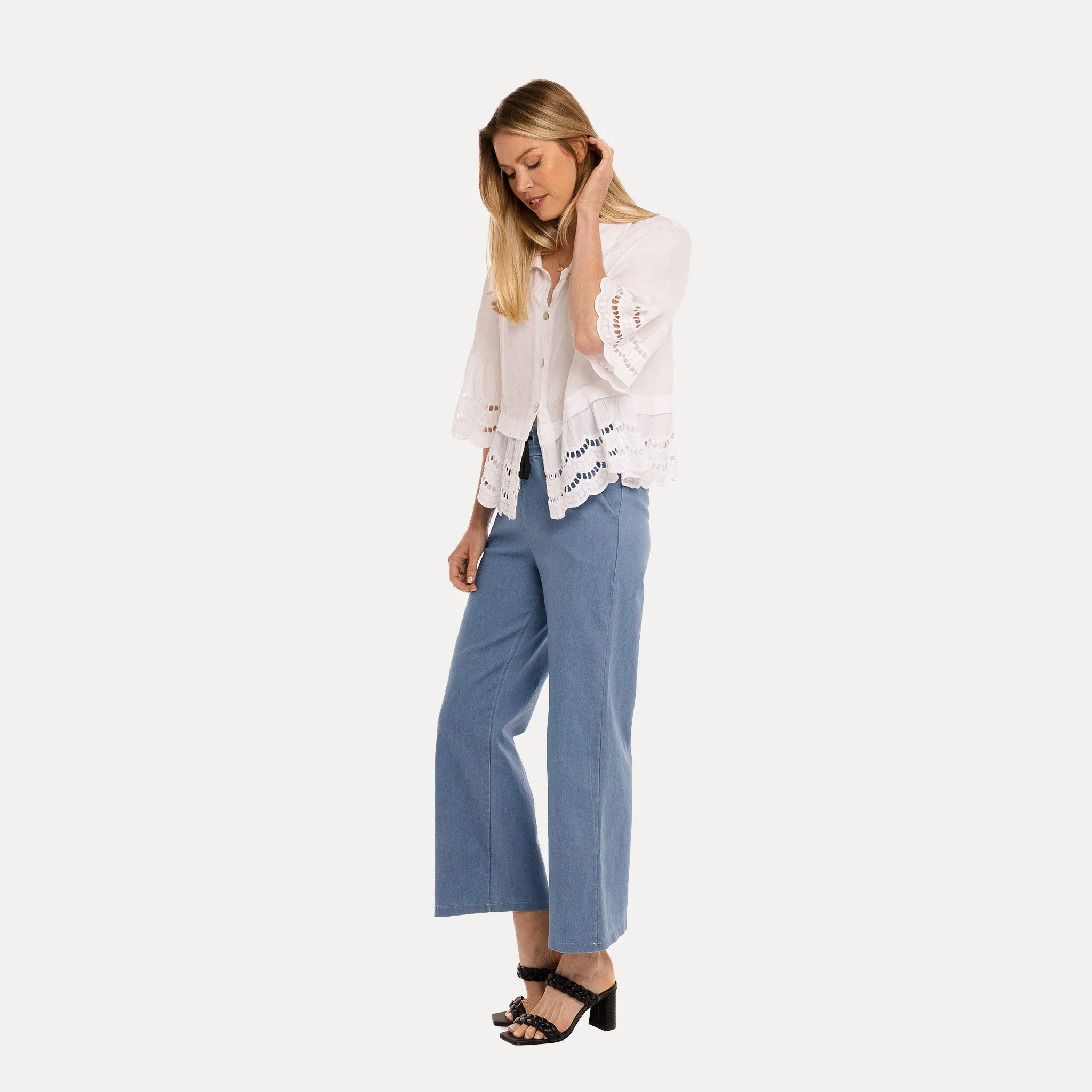 M Made in Italy  Women's Woven Half Sleeve Shirt