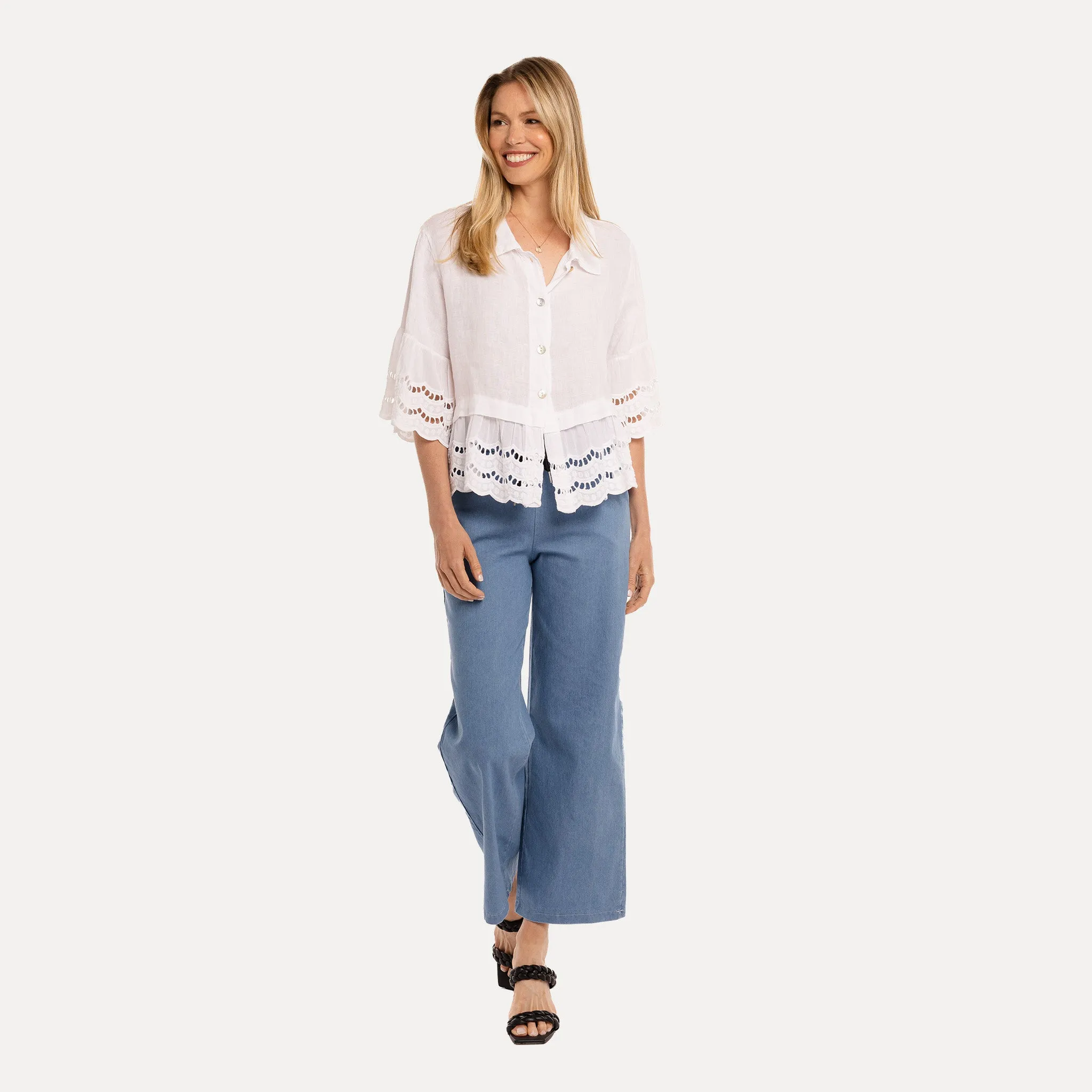 M Made in Italy  Women's Woven Half Sleeve Shirt