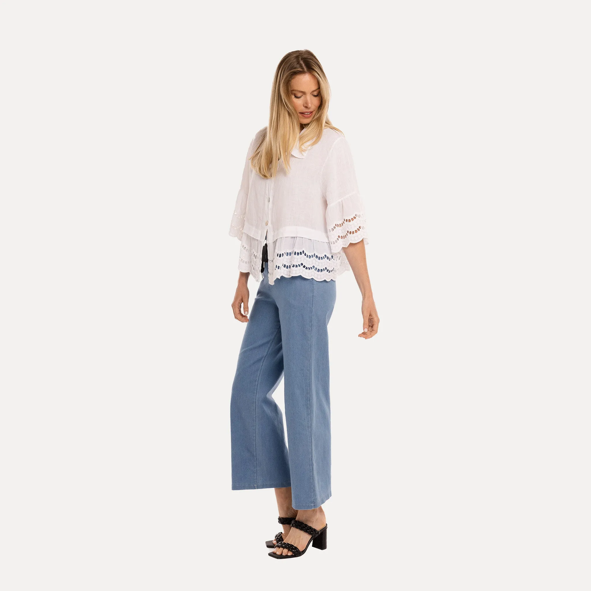 M Made in Italy  Women's Woven Half Sleeve Shirt