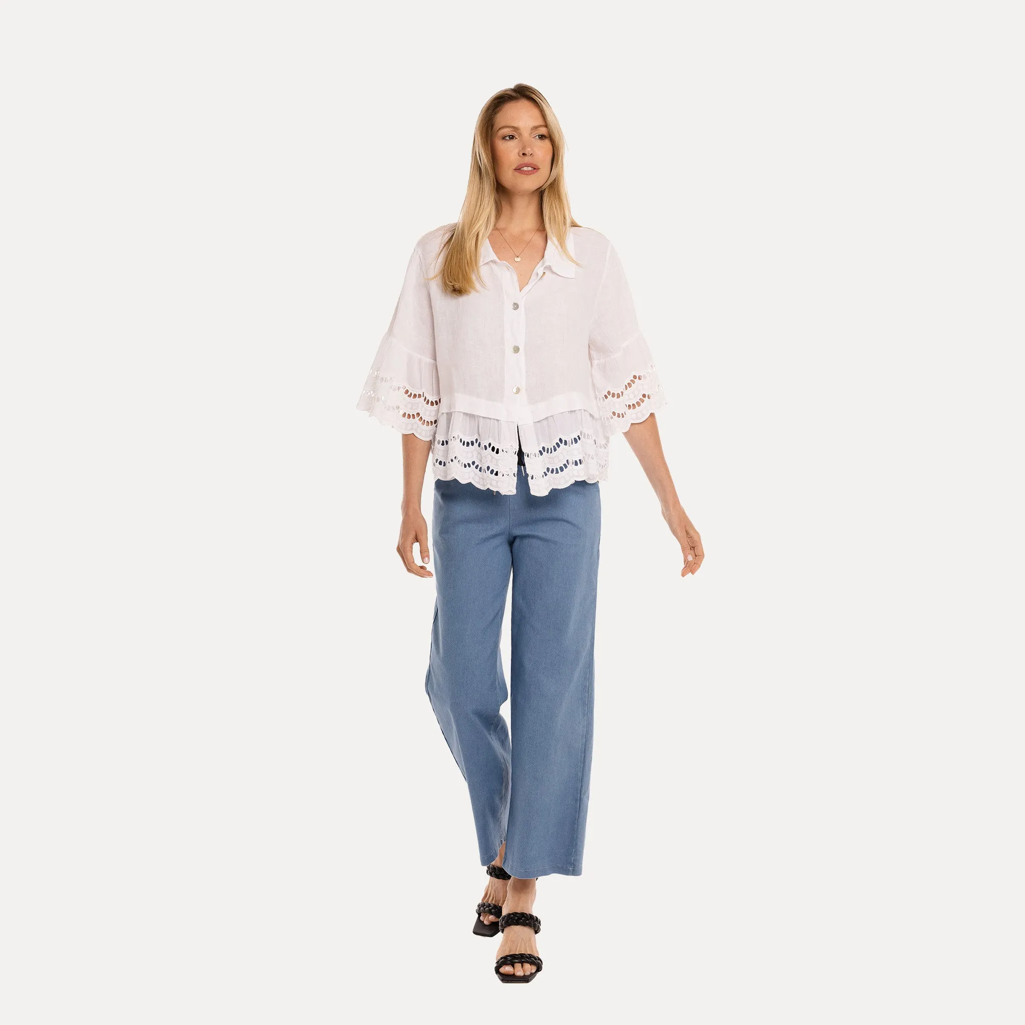 M Made in Italy  Women's Woven Half Sleeve Shirt