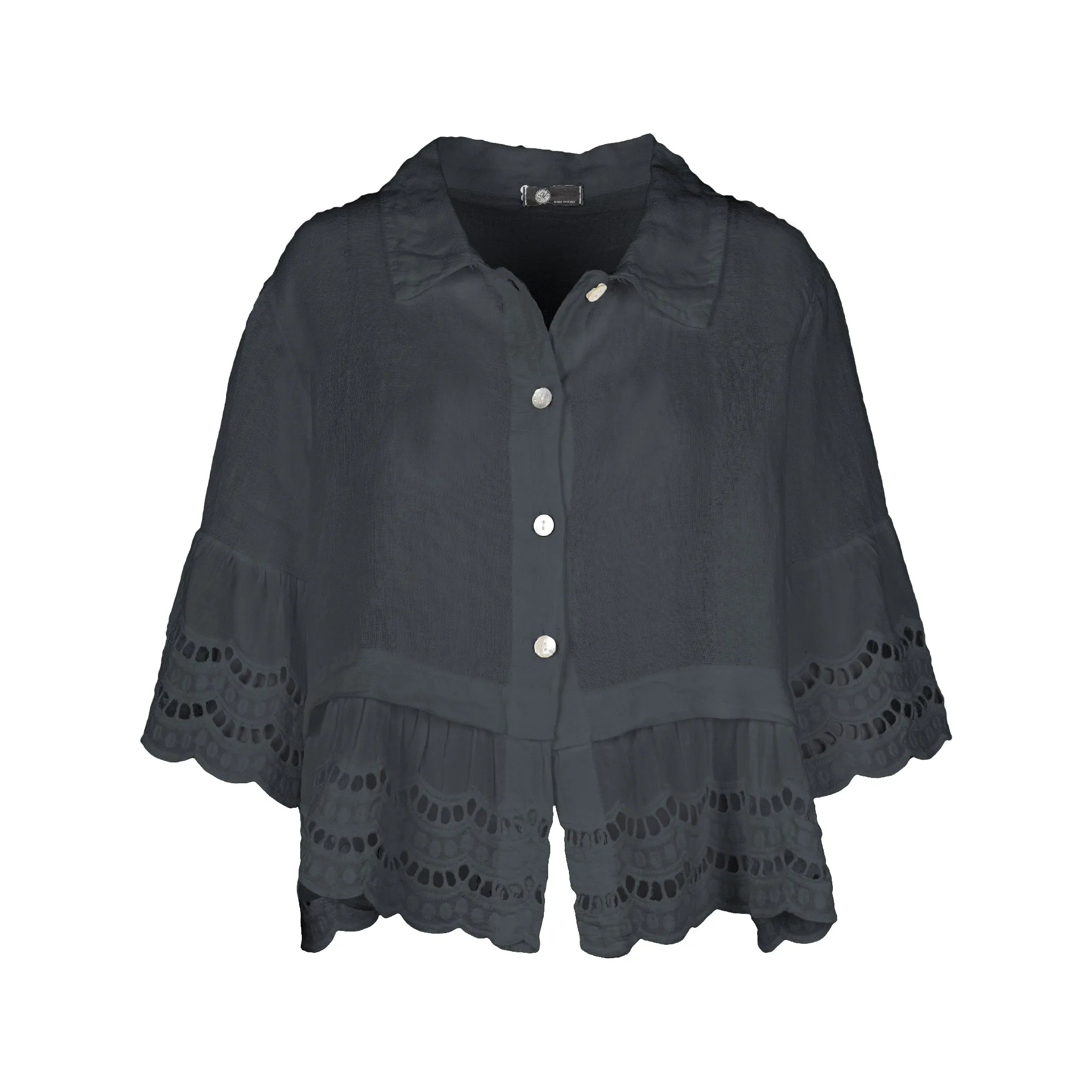 M Made in Italy  Women's Woven Half Sleeve Shirt