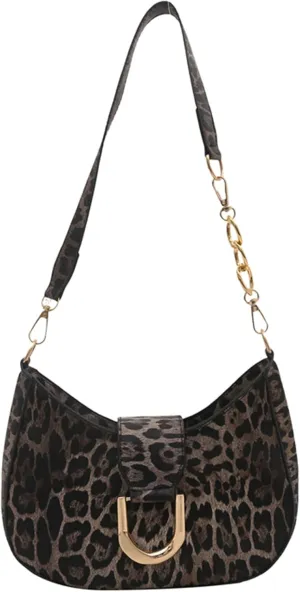 MakeMeChic Women's Leopard Print Shoulder Bag Zipper Y2k Underarm Handbag