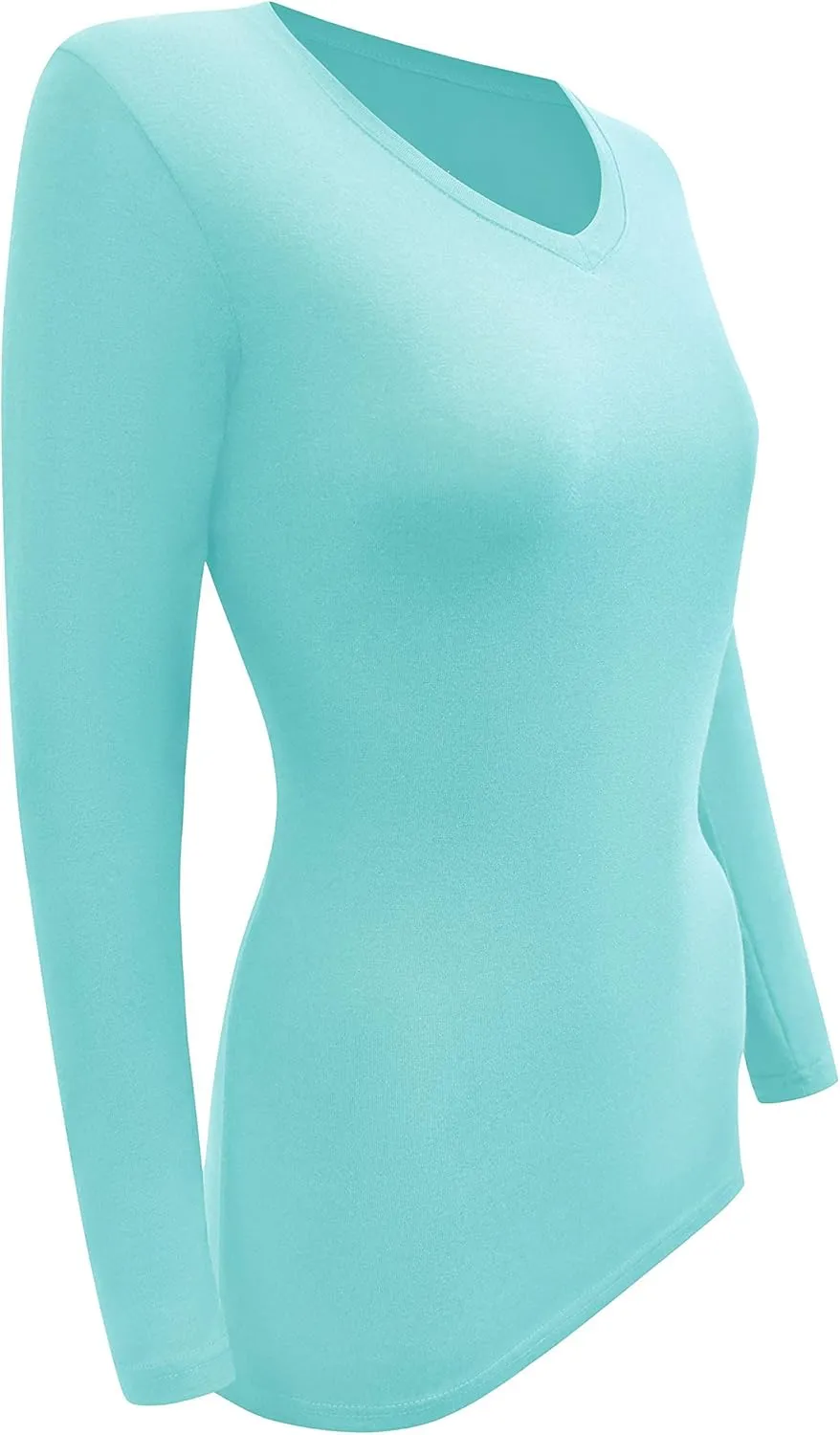M&M SCRUBS Women's Under Scrub Tee V-Neck Long Sleeve T-Shirt - 5 Pack