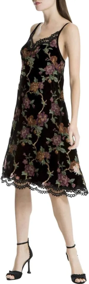 Max Studio Women's London Floral Print Lace Trim Dress