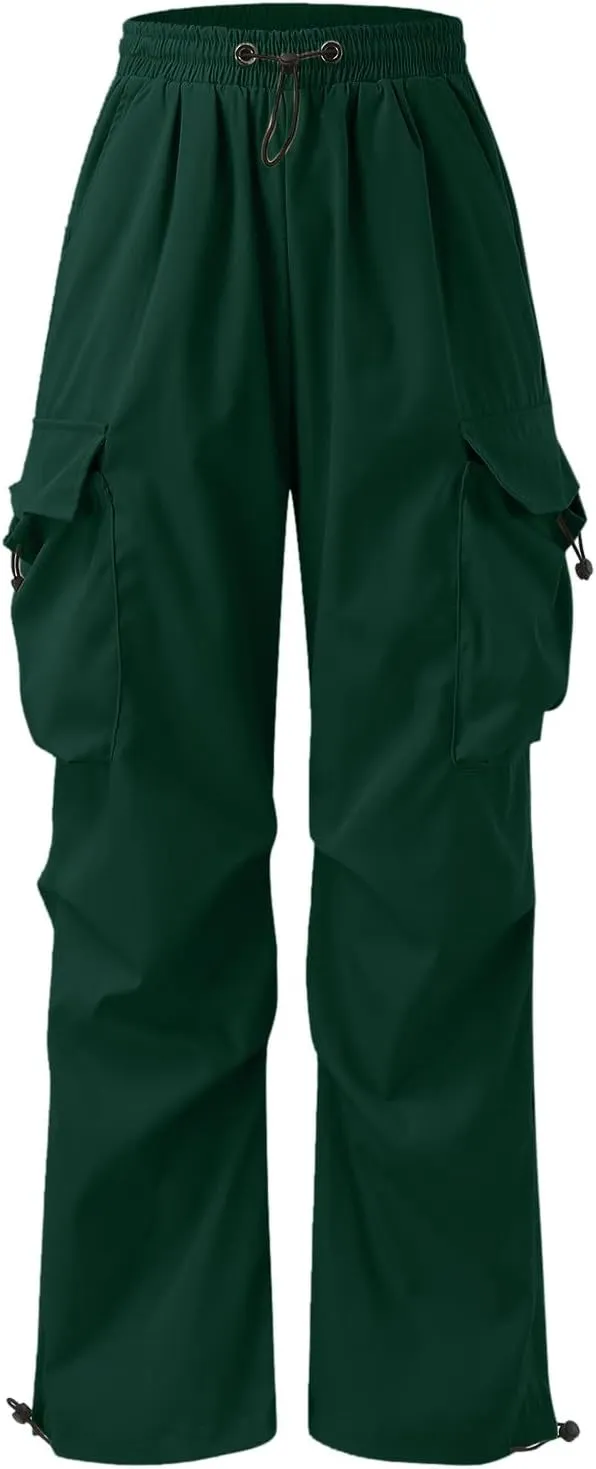 Mens Cargo Pants Casual Lightweight Elastic Waist Drawstring Pant Streetwear with Multiple Pockets