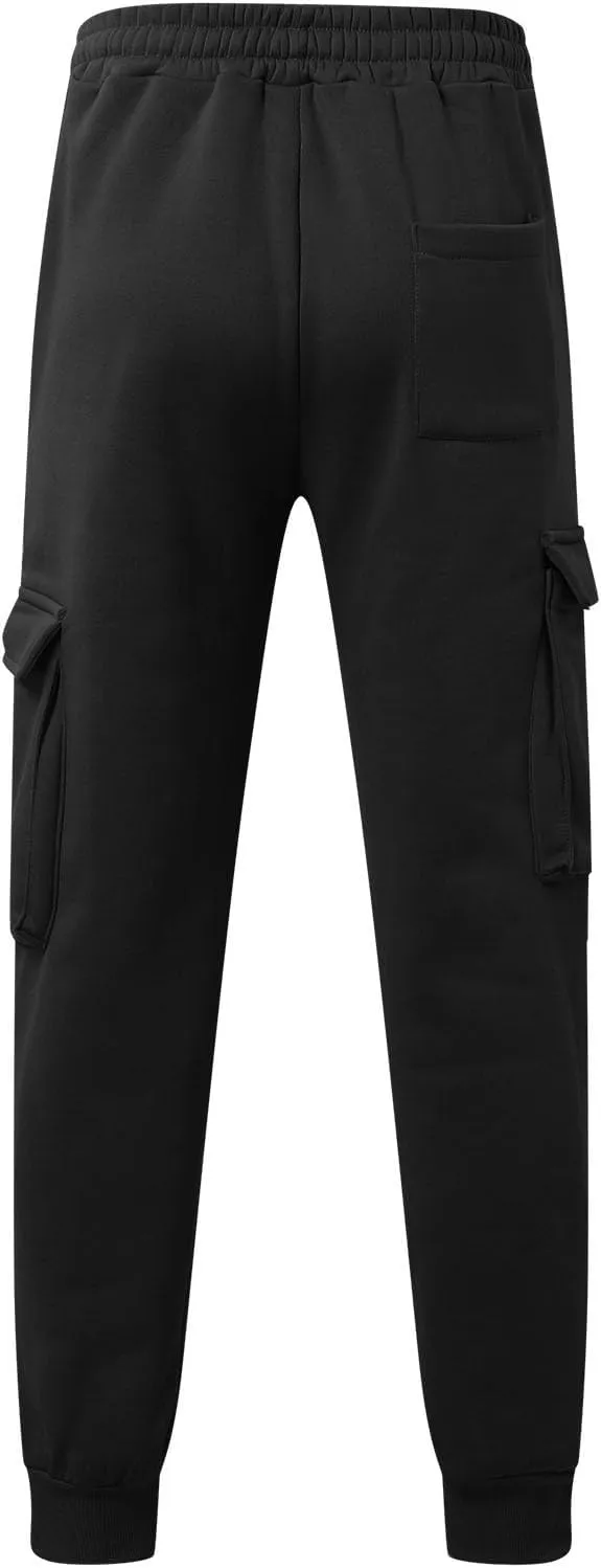 Men's Corduroy Joggers Sweatpants, Casual Cargo Pants, Drawstring Elastic Waist Baggy Tapered Sweatpants with Pockets