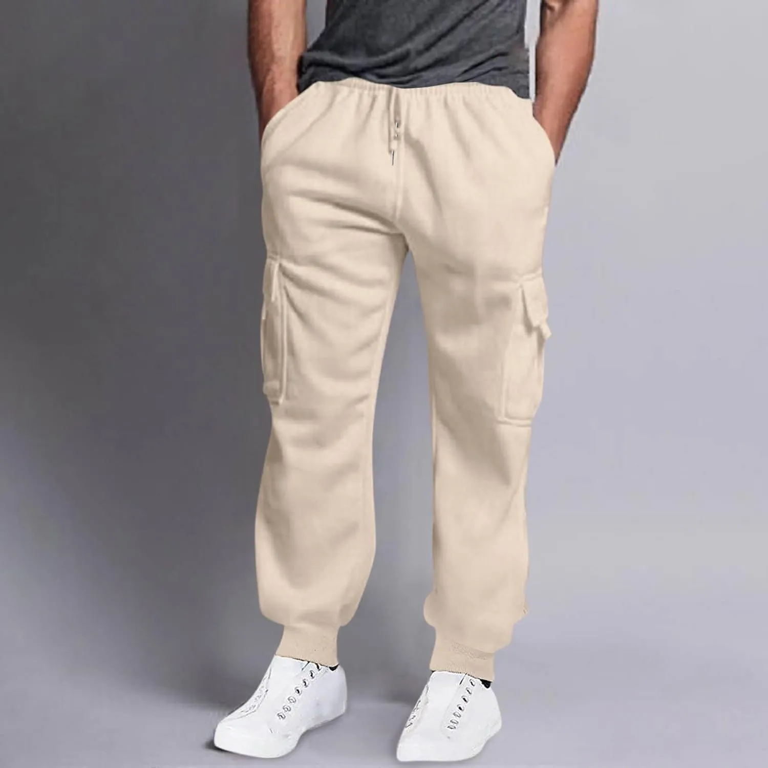 Men's Cotton Casual Cargo Work Pants Cotton Cargo Pants Gym Sweatpants Hiking Tactical Pants with Multi Pockets