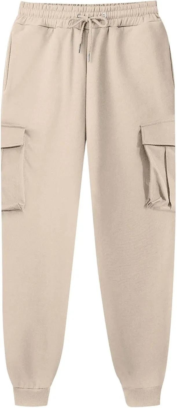 Men's Cotton Casual Cargo Work Pants Cotton Cargo Pants Gym Sweatpants Hiking Tactical Pants with Multi Pockets
