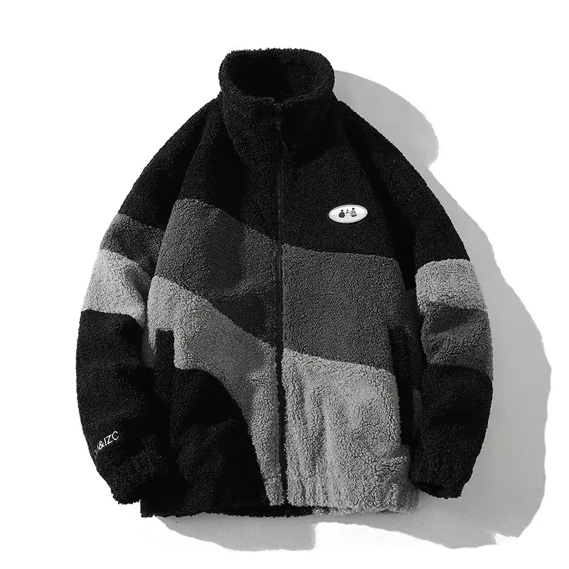 Men'S Jacket Oversize Contrast Color Coat Warm Male Outwear Winter Parkas Jacket Men'S Clothes