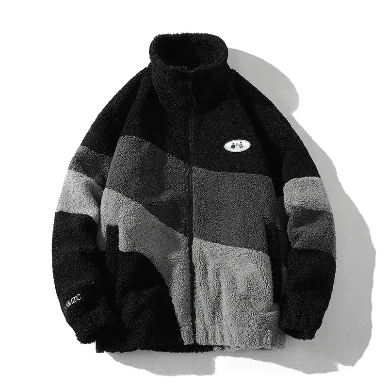 Men'S Jacket Oversize Contrast Color Coat Warm Male Outwear Winter Parkas Jacket Men'S Clothes
