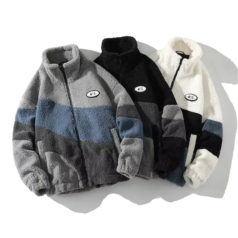 Men'S Jacket Oversize Contrast Color Coat Warm Male Outwear Winter Parkas Jacket Men'S Clothes