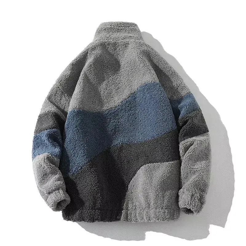 Men'S Jacket Oversize Contrast Color Coat Warm Male Outwear Winter Parkas Jacket Men'S Clothes