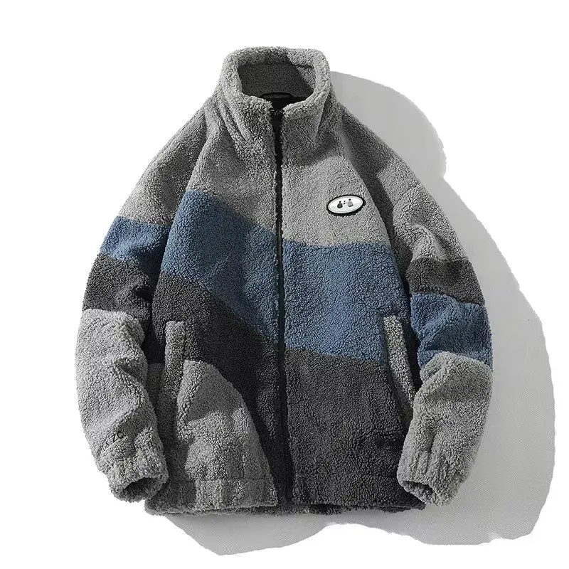 Men'S Jacket Oversize Contrast Color Coat Warm Male Outwear Winter Parkas Jacket Men'S Clothes