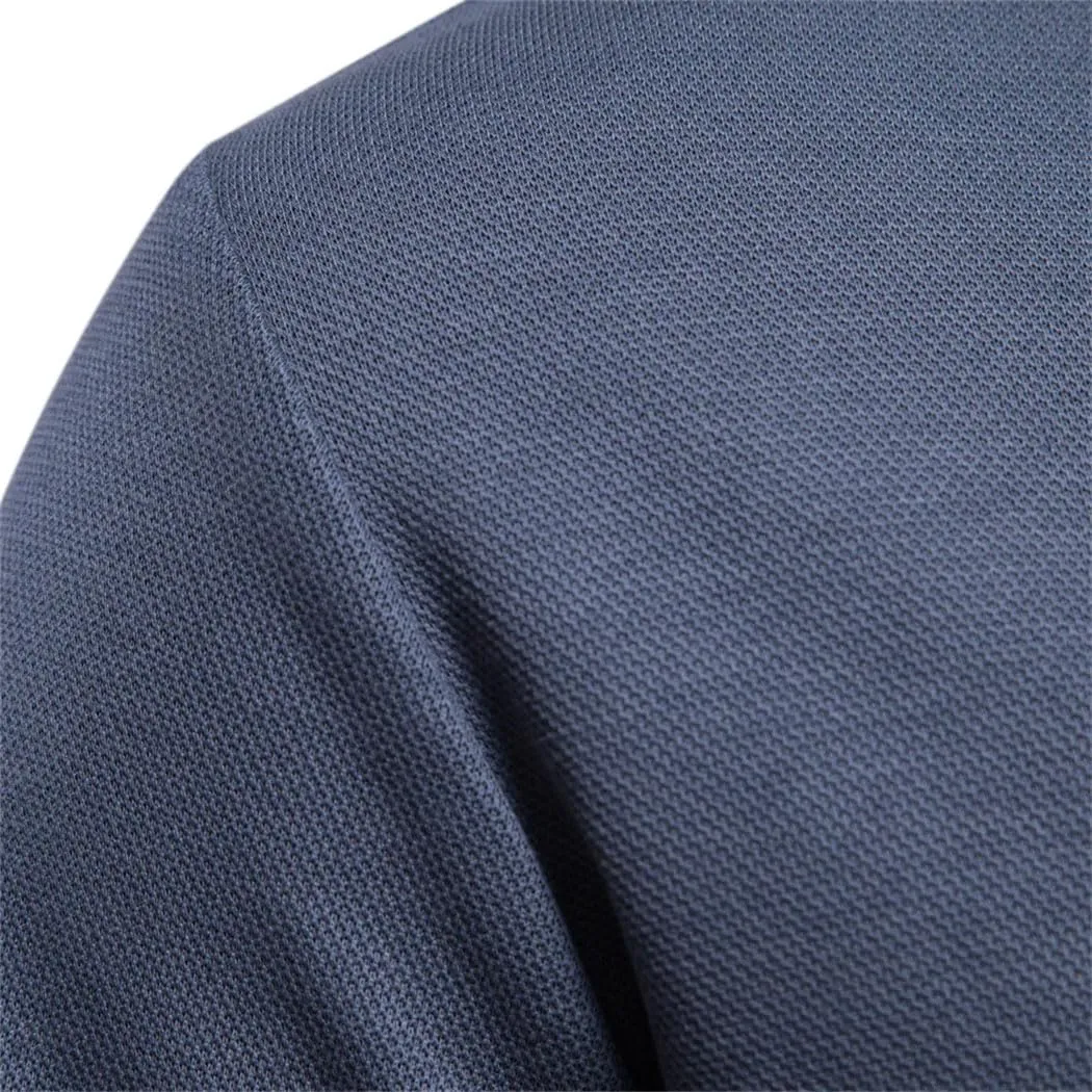 Men's Knit Polo Shirt Turn Down Collar Casual Golf Shirt Breathable Stretch Slim Fit Top for Social Outings