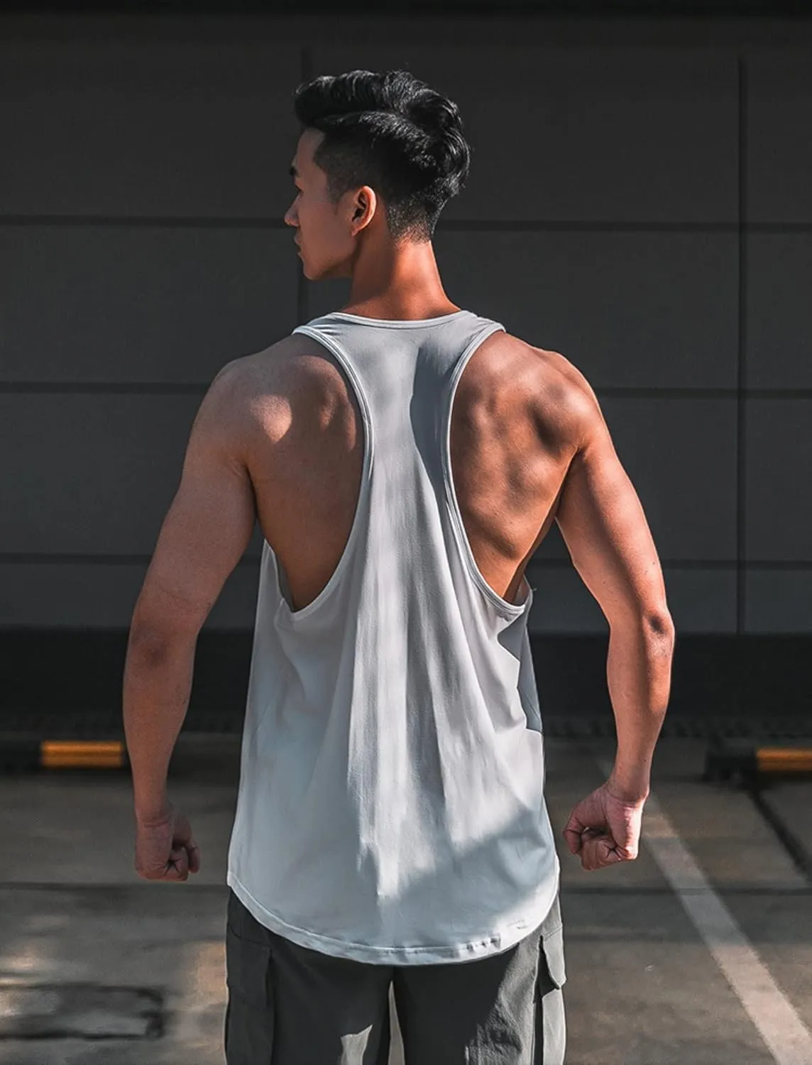 Men's training fitness solid color loose breathable bodybuilding large size quick dry sleeveless T-shirt