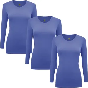 Natural Uniforms Women's Under Scrub Tee V-Neck Long Sleeve T-Shirt-3-Pack