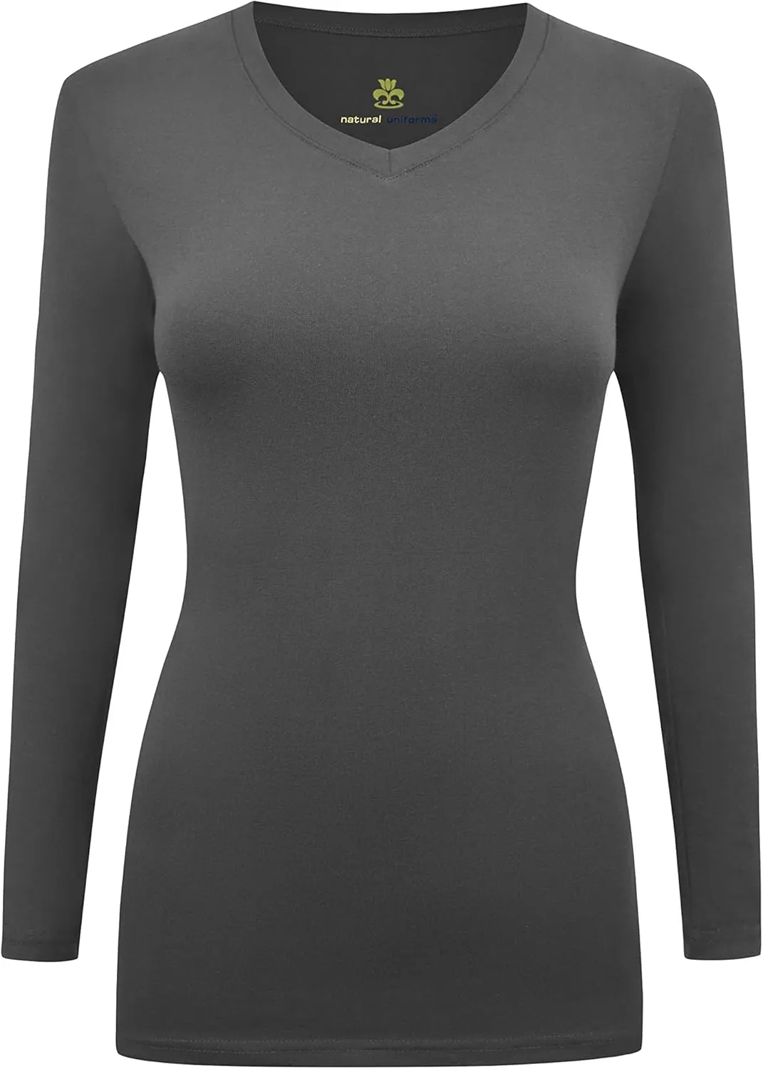 Natural Uniforms Women's Under Scrub Tee V-Neck Long Sleeve T-Shirt-3-Pack