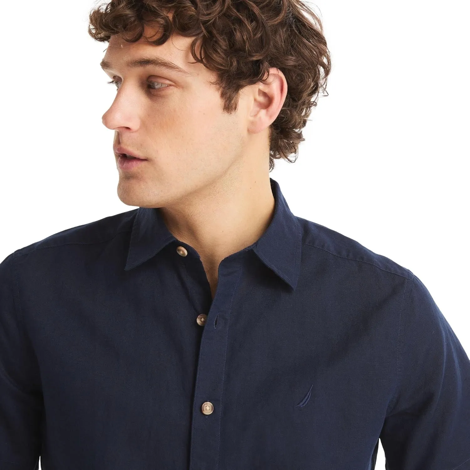 Nautica Men's Sustainably Crafted Linen Short-Sleeve Shirt