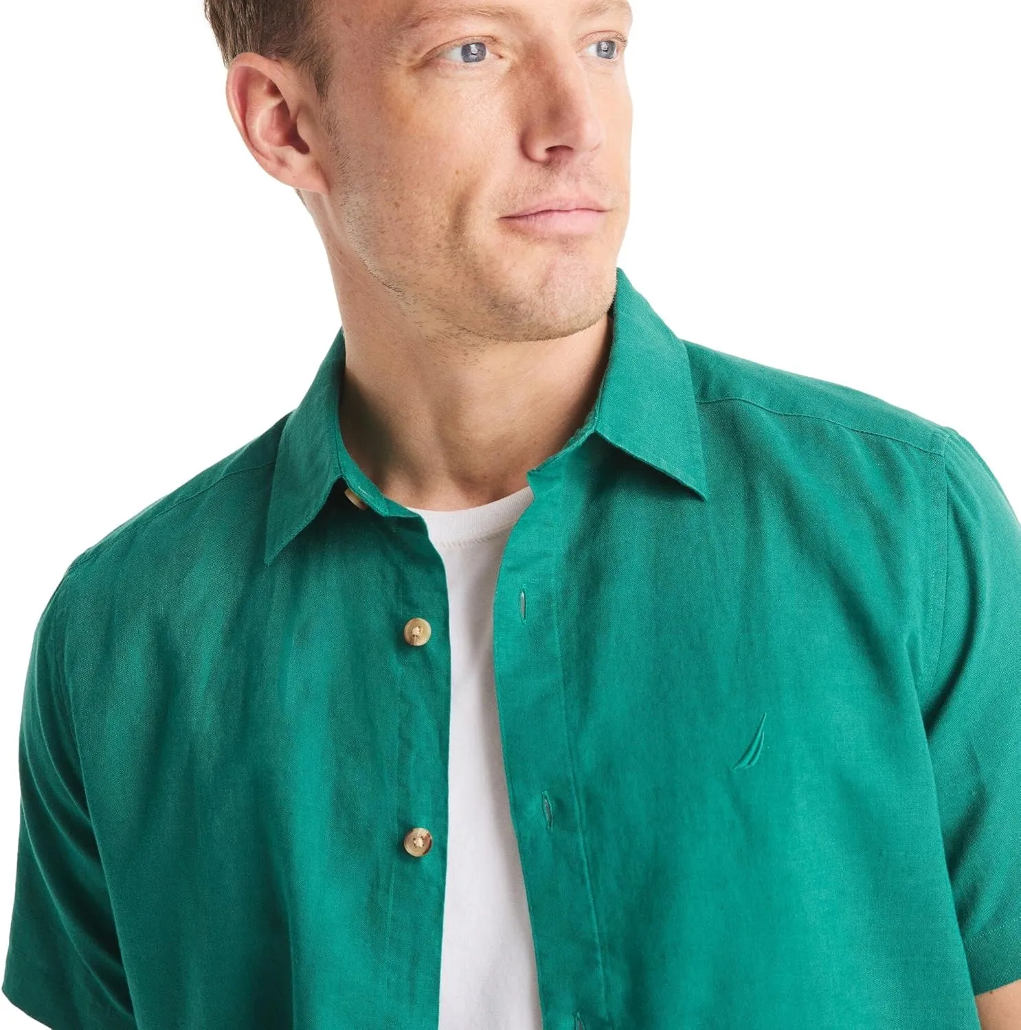 Nautica Men's Sustainably Crafted Linen Short-Sleeve Shirt