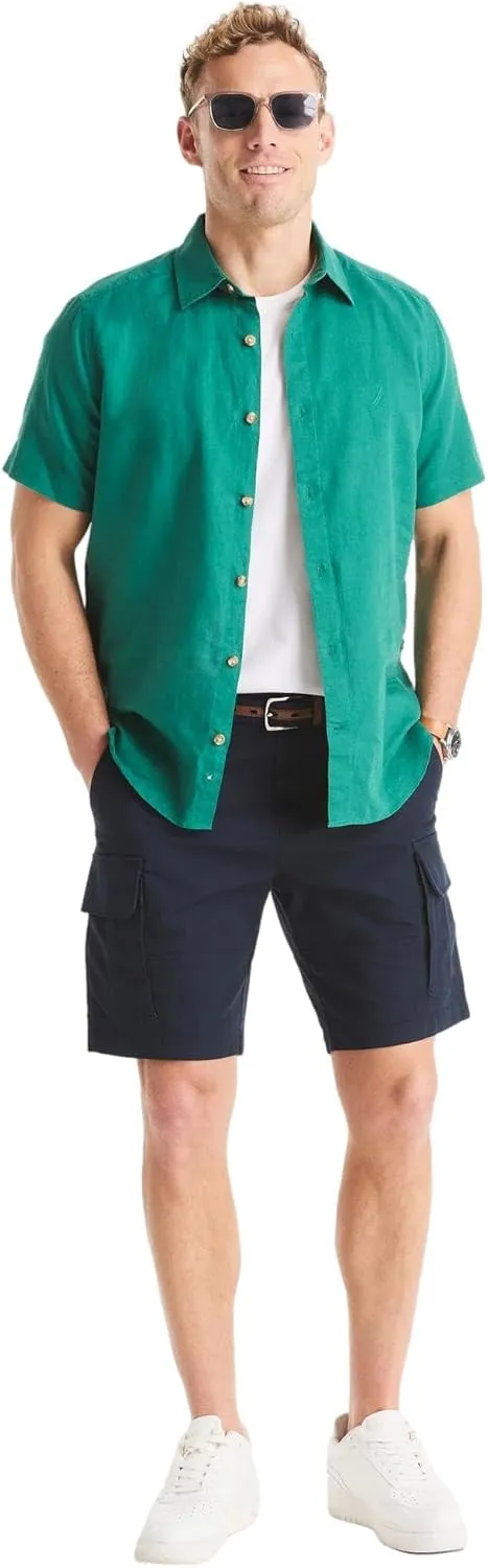 Nautica Men's Sustainably Crafted Linen Short-Sleeve Shirt