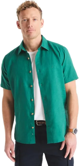 Nautica Men's Sustainably Crafted Linen Short-Sleeve Shirt