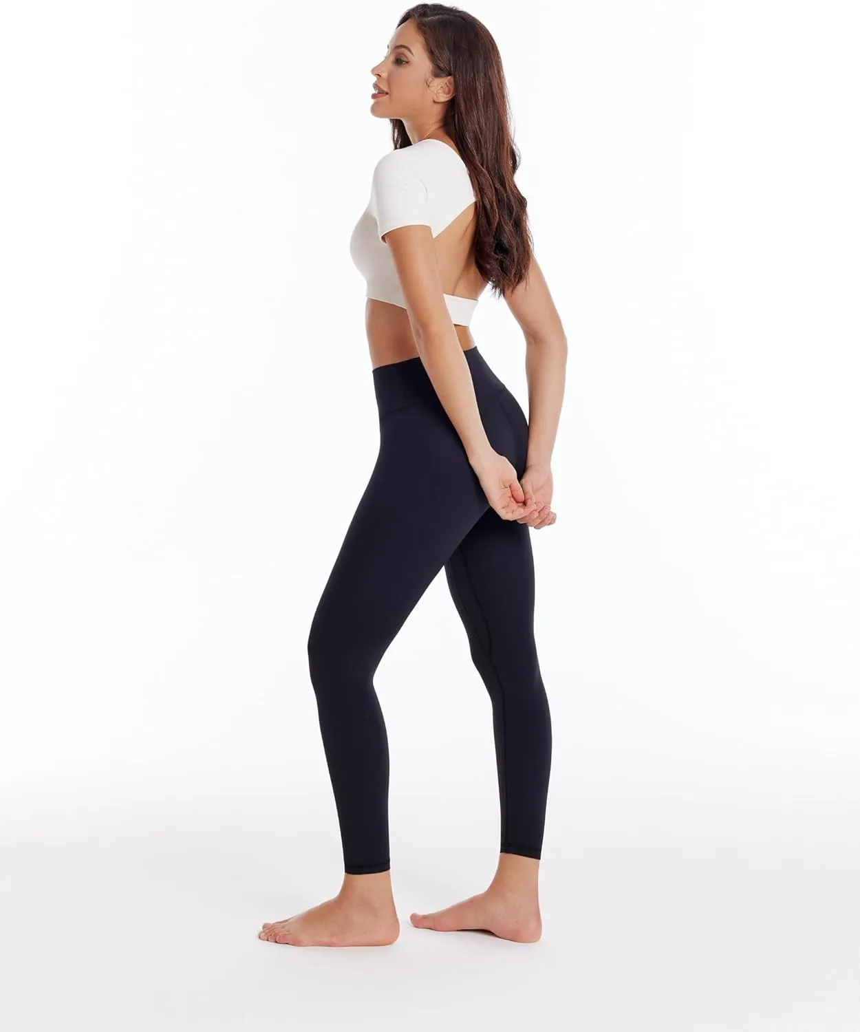 Open Back Workout Crop Tops for Women Backless Yoga Shirts Gym Short Sleeve Mild Support Compression Tee with Bra
