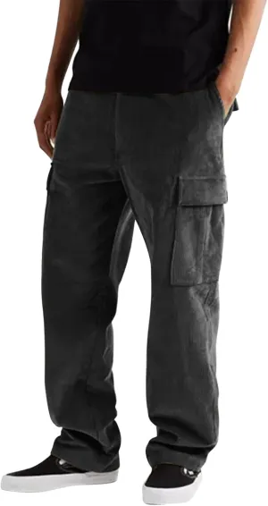 Outdoor Lace Up Cargo Pants for Men Relaxed Fit Casual Work Joggers Solid Color Sporty Athletic Baggy with Pockets