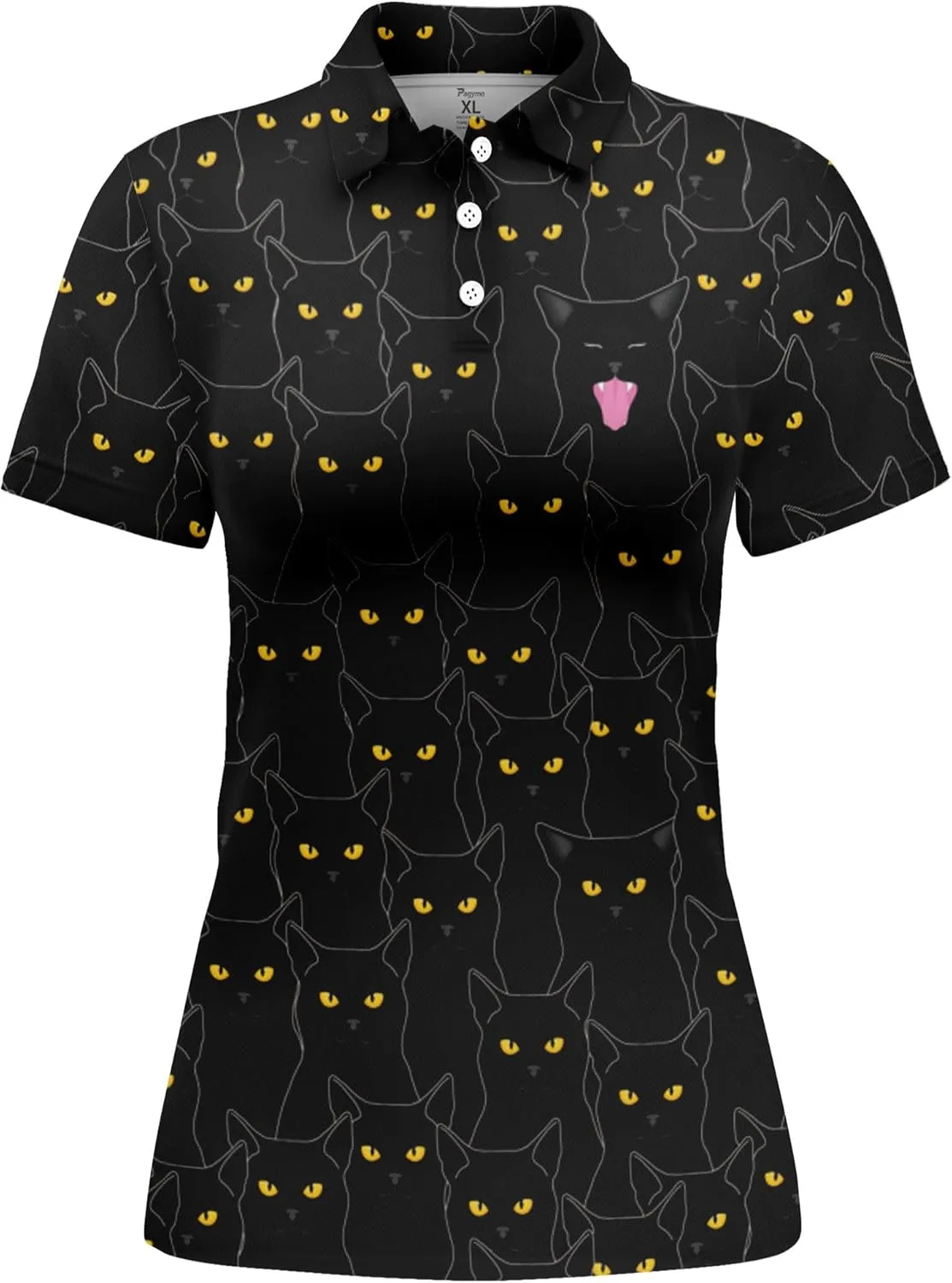PAGYMO Funny Womens Golf Shirt Crazy Cute Print Moisture Wicking Short Sleeve Polo Shirts for Women