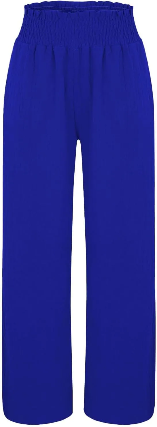 Palazzo Pants for Women Womens Linen Pant Elastic High Waist Drawstring Cotton Wide Leg Trousers with Pocket