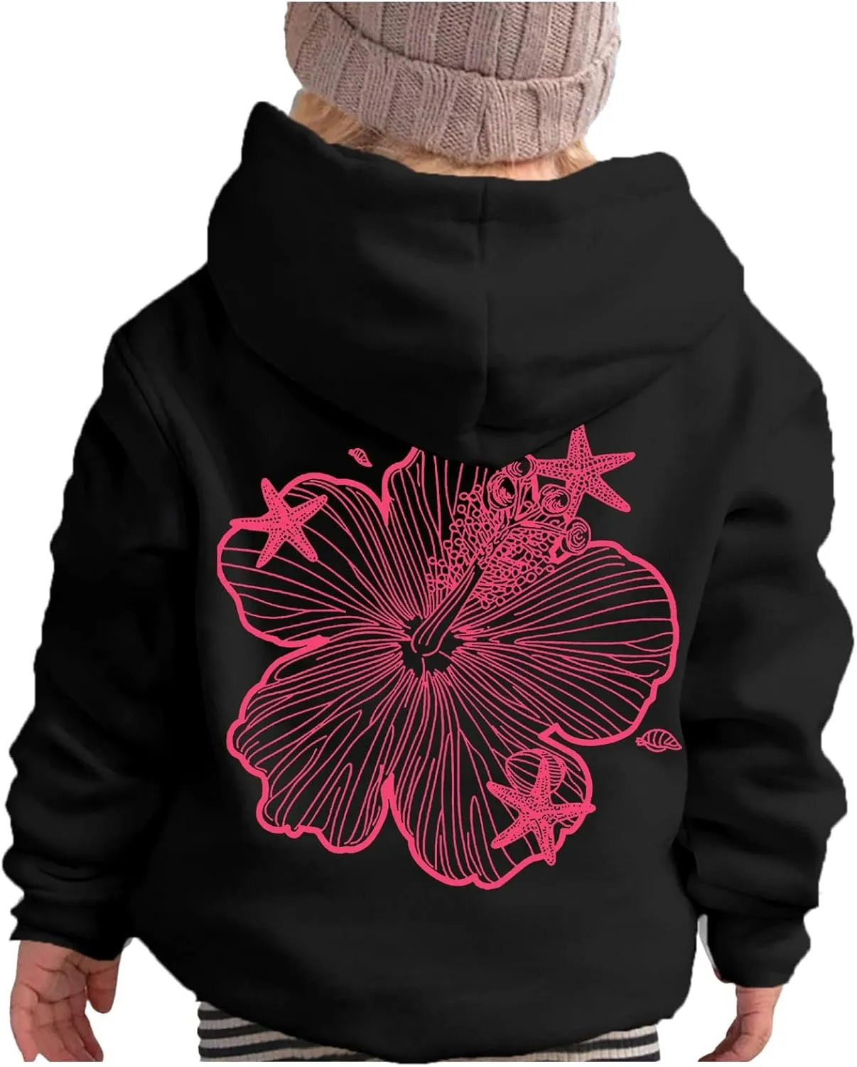 Palm Puff Hoodie for Kids Letter Graphic Hoodie Cute Preppy Sweatshirt Teen Girls Long Sleeve Tops with Pockets